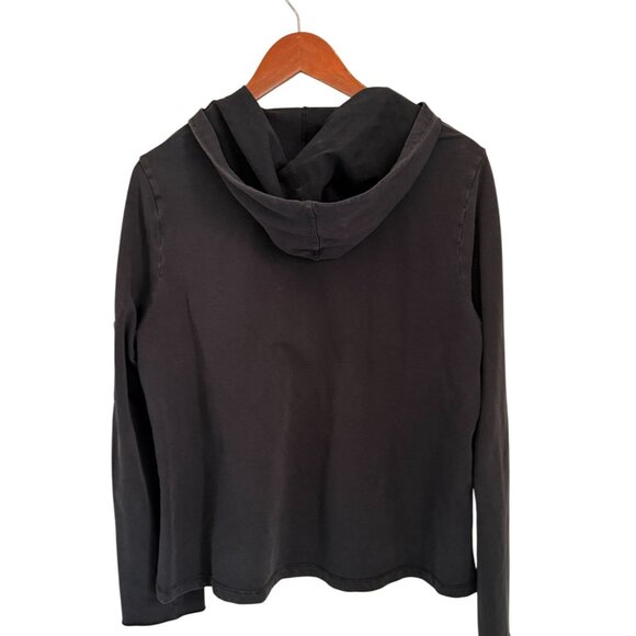 James Perse Womens Black Zip-Up Hoodie Jacket With Pocket Size 4 Cotton Blend Ca - Picture 6 of 7